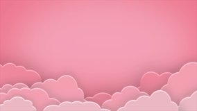 Loop video. Pink sky. 2D animation of pink clouds. Concept: valentine's day, mother's day, birthday, holiday