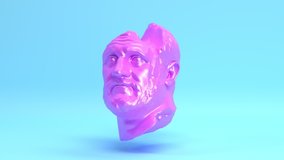 Antique greek glamour pink surreal head statue in minimal style, greece trendy michelangelo masterpiece and renaissance bust sculpture seamless looping animated background, 3d render animation. - Powered by Shutterstock - Get 15% off with code: PIKWIZARD15