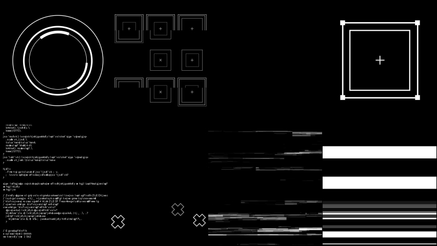 Set of Glitch Elements Effect - Circle, Square, Text, Cross, TV Noise, Error.