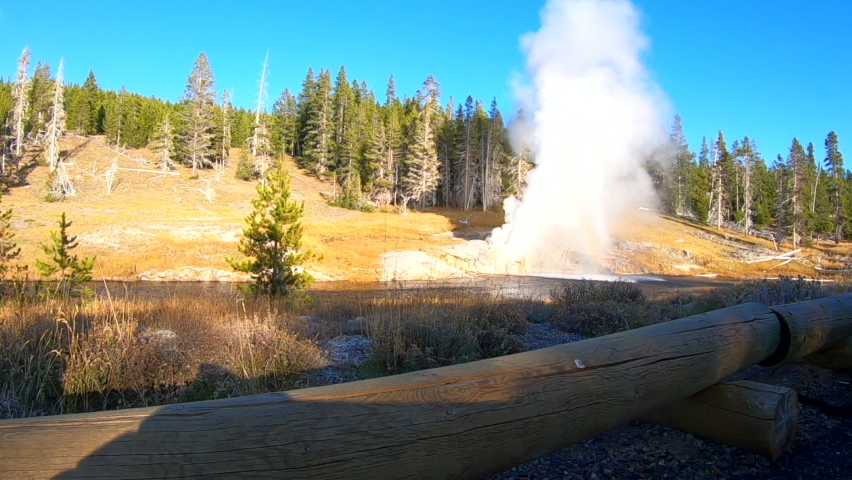Geyser Exploding at Yellowstone National Park