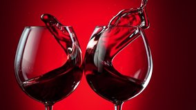 Super Slow Motion Shot of Clinking Two Glasses of Red Wine at 1000fps. - Powered by Shutterstock - Get 15% off with code: PIKWIZARD15