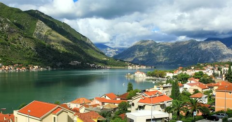 The Bay of Kotor after the rain. It is the winding bay of the Adriatic Sea in southwestern Montenegro.