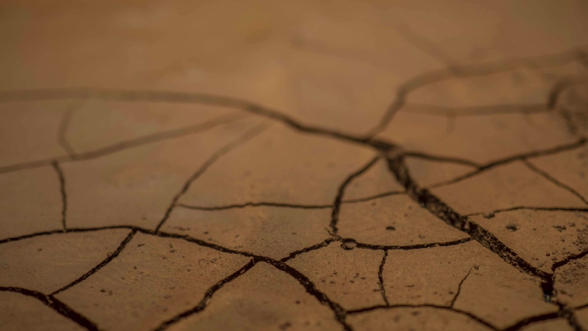 Global climate change and drought. timelapse evaporation from soil. dry, cracked earth, low reservoir levels. increased temperatures, global warming, dry regions become drier. environment and ecology | Shutterstock HD Video #1062877270