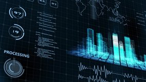 Artificial intelligence smart city metaverse iot internet network technology control HUD interface, 3D city model with digital big data analyzing computer coding monitor screen - Powered by Shutterstock - Get 15% off with code: PIKWIZARD15