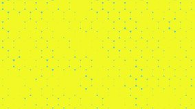 Abstract animated background. A grid of hexagons and particles.Blue and yellow. Looped video footage. 4K. HD