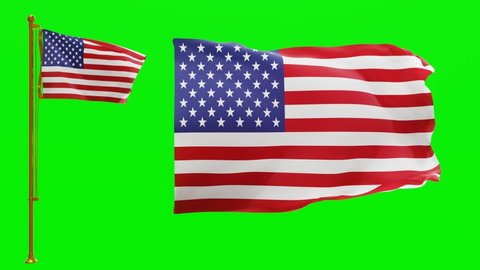 Flags of the United States of America USA with Green Screen Chroma Key High Quality 4K UHD 60FPS