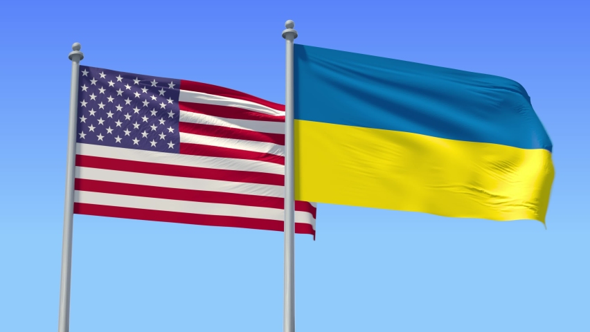 ukraine usa flag on flagpole excellent Stock Footage Video (100% ...