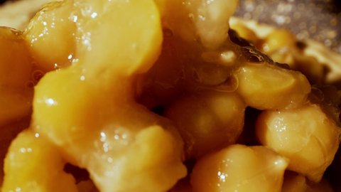 hummus dish chickpeas. macro shot 4k 