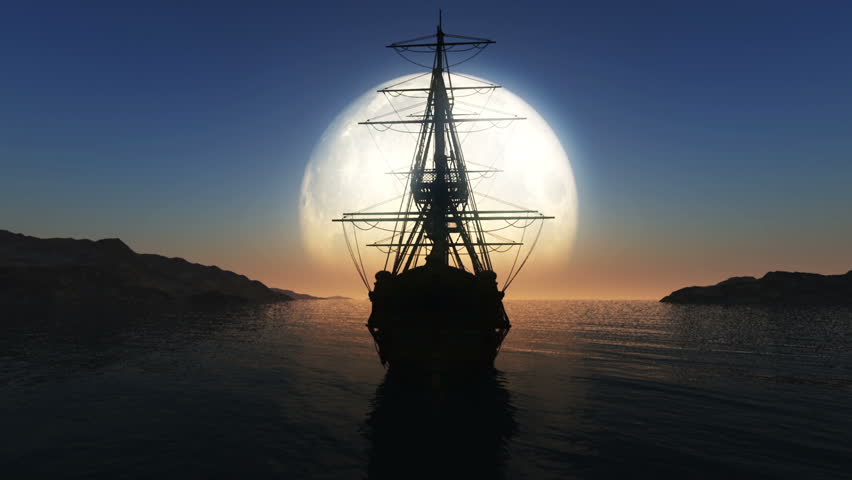 moon old ship Royalty-Free Stock Footage #10629002