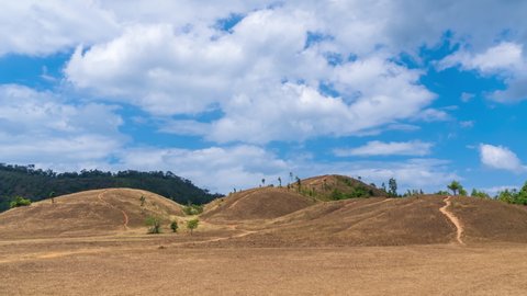 Golden Grass or Bald Hill mountain, scenic park in Ranong, Thailand - Time Lapse