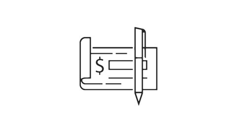 Bank check Animated line Icon. 4k Animated Icon to Improve Project and Explainer Video