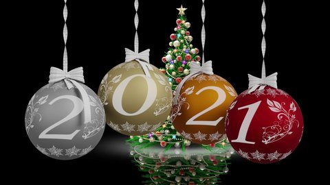 Movie. 3D illustration. New Year 2021. New Year 2021 Christmas decoration announcing the new year.
