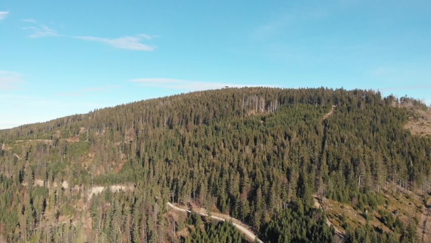 Radziejowa Summit in late autumn. View from Zlobki Pass, Beskidy Mountains, Poland.