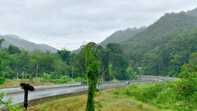 4K Timelapse Video of Highway on Mountain at Rainy Season, Chiang Mai Province.