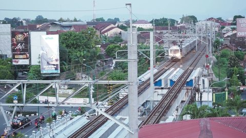 Indonesian Train Service Passing Jembatan Kewek: Yogyakarta, Indonesa - Oct 13, 2020