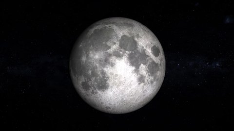 From full moon to new moon. Ultra realistic moon phases. Moon and stars in 3D. Video 4k