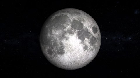 From full moon to moving new moon. Ultra realistic moon phases. Moon and stars in 3D. Video 4k