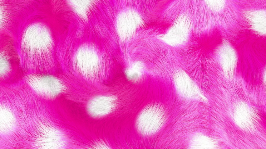 Faux fur background, 3D generated, slowly waving fluffy texture, white dots on pink background in 4K. | Shutterstock HD Video #1062939304