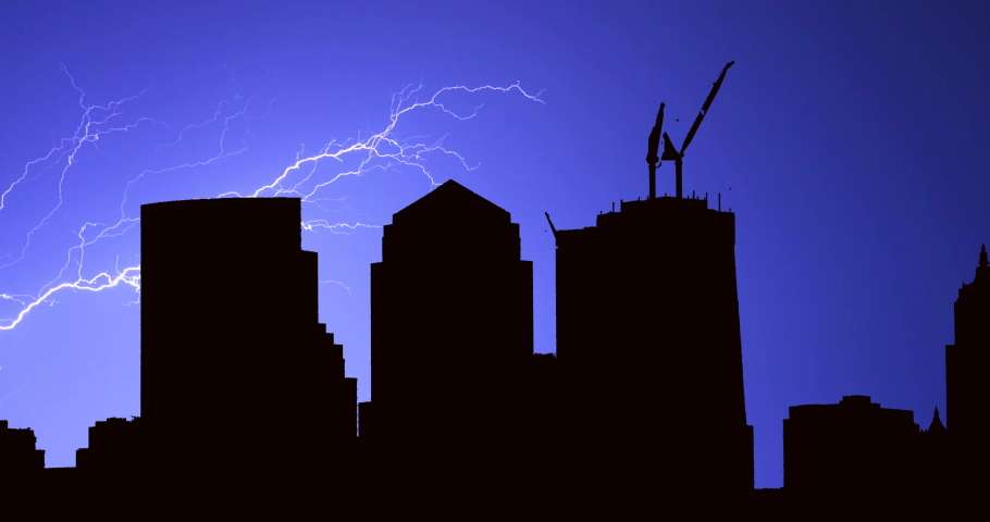 World Financial Center Manhattan Stormy Night Lighting Bolt Timelapse