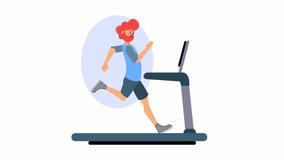 Animation of a man running on a treadmill
