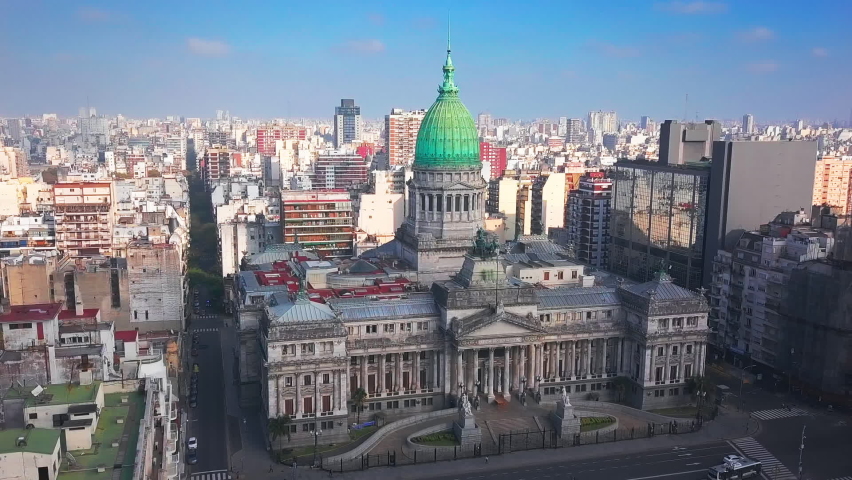 Congress building in Buenos Aires. Orbiting flight around Congress building in the city of Buenos Aires in Argentina Royalty-Free Stock Footage #1062962233