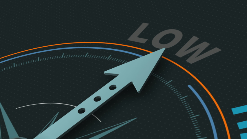 compass with the needle moving from low to high, concept of high performance (3d render)