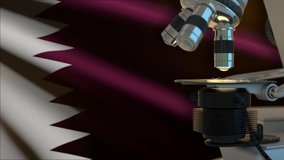 60FPS Qatar science concept with flag colored in maroon, white waving, UHD 4k 3d video background