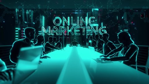 Online Marketing with digital technology hitech concept