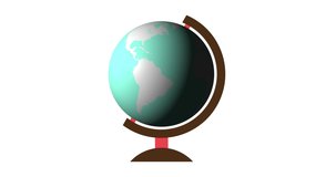 Spinning world globe. Animated earth globe day night cycle. Concept of day-night cycle up to 4k resolution video. 