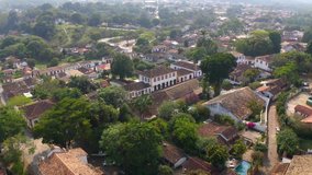 Historic city of Tiradentes in Minas Gerais, Brazil. World historical heritage. Drone aerial images. October 2020.