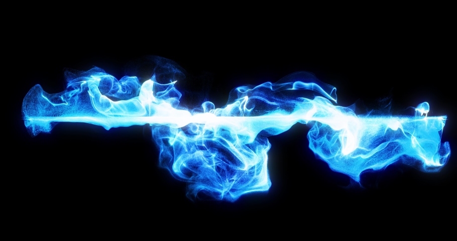 Abstract line of blue smoke on black. 4K loop motion background, light strokes visual element. Flowing neon fire, smoke, wisp in fluid waves. great for logo or compositions. 3D render | Shutterstock HD Video #1062985288