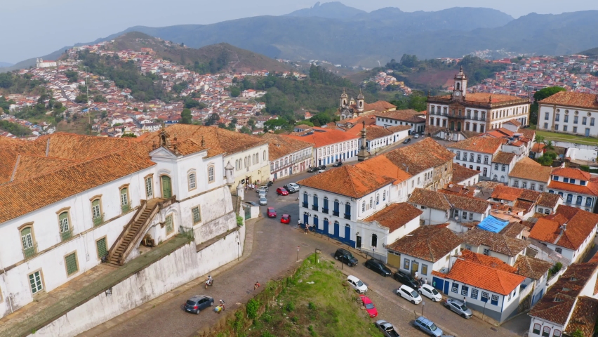 Aerial images of the historic city of Ouro Preto, Minas Gerais.