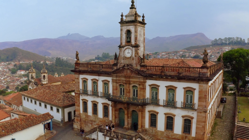Aerial images of the historic city of Ouro Preto, Minas Gerais. | Shutterstock HD Video #1062989347
