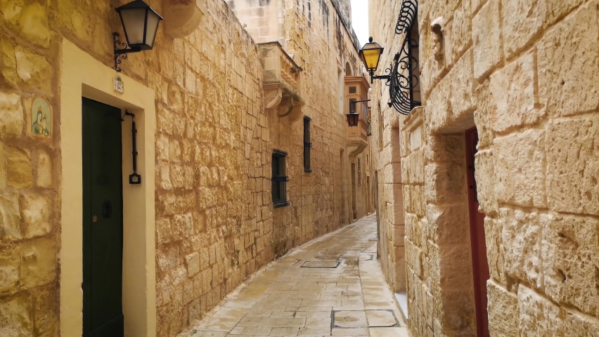 Walk in the old city of Mdina, Malta | Shutterstock HD Video #1062989893