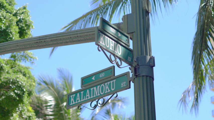 Honolulu Hawaii street sign in 4k slow motion 60fps
