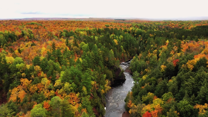 Scenic landscape of the Bad River at Copper Falls State Park, Wisconsin ...