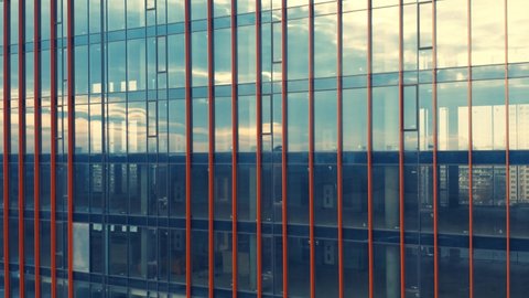 Aerial Elevator Shot Modern Glass Skyscraper Stock Footage Video 100