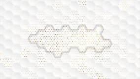 White geometric hexagons abstract technology motion background with golden dots. Seamless looping. Video animation Ultra HD 4K 3840x2160
