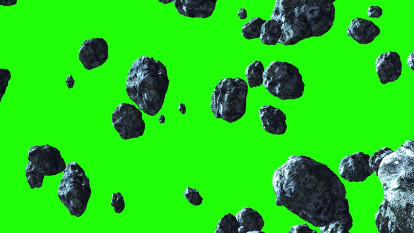asteroids fly slowly from left to right on a green background. Space animation can be used for video editing or as a background or screen saver for presentations Royalty-Free Stock Footage #1062994477