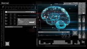 Animation of glowing human brain with digital interface data processing. global technology information connection networking concept digitally generated image. - Powered by Shutterstock - Get 15% off with code: PIKWIZARD15