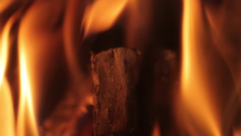 Fireplace, slow motion flames cozy heat vibrations