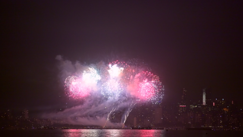 Summer Fireworks, Vancouver British Columbia 4K UHD. Summer fireworks over English Bay. Vancouver BC, 4K. UHD, 
