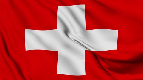 Flag of the Swiss Confederation fluttering in the wind