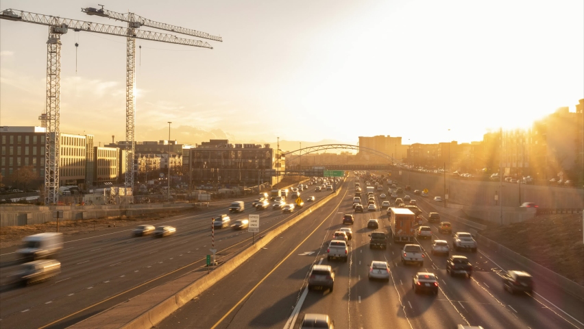 Time lapse of traffic flow on Interstate 25 in Denver, Colorado