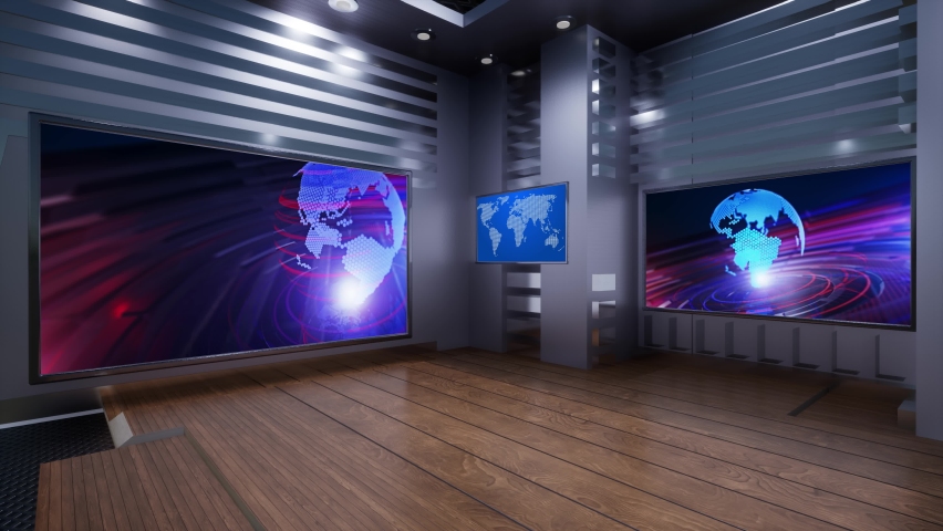 3D Virtual TV Studio News, Backdrop For TV Shows .TV On Wall.3D Virtual News Studio Background, Loop | Shutterstock HD Video #1063020454