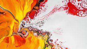 4K UHD footage of colorful liquid abstract background with swirls of marble animation. Fluid art with watercolor ink drop background video for decoration