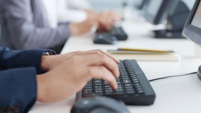 Closeup business people hands typing on keyboard computer desktop for using internet, searching data, working, writing email. - Powered by Shutterstock - Get 15% off with code: PIKWIZARD15