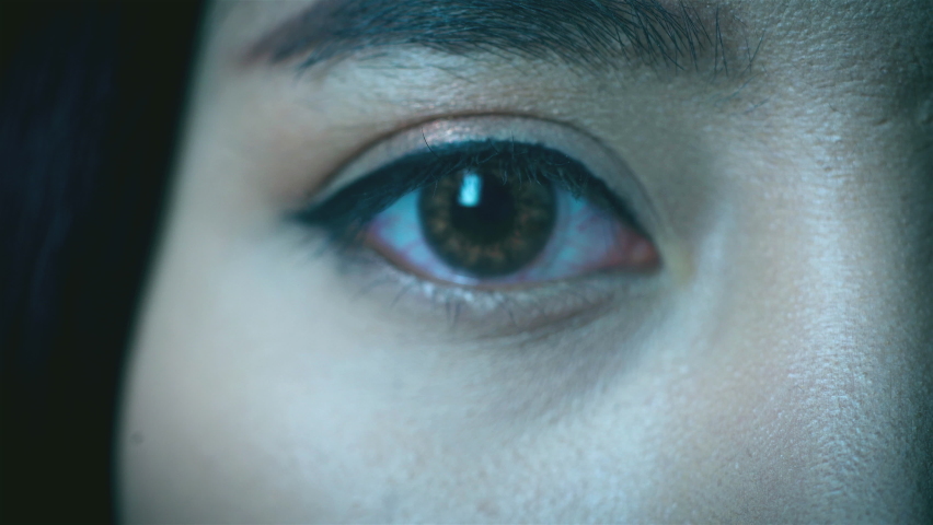 A close up portrait on a beautiful Asian woman eye looking at the camera, biometric retina recognition algorithm technology scanning concept | Shutterstock HD Video #1063061314