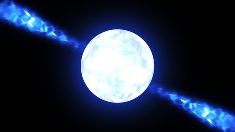 Neutron Star Released Energy Or Gamma Ray Blast In Space. Neutron Star Collide. Pulsating Star With Gas Effect.