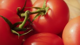 FRESH TOMATO ON THE VINE EXTREME CLOSE UP STOCK FOOTAGE